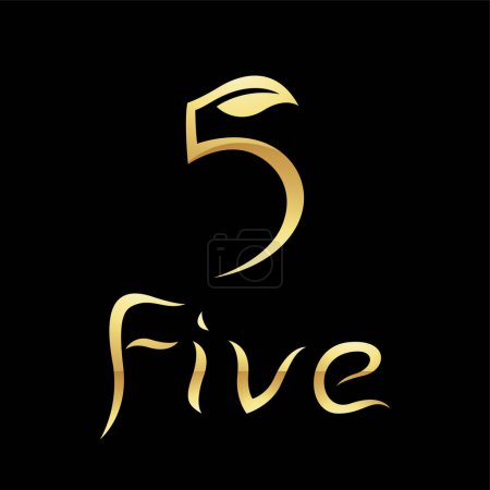 Photo for Golden Symbol for Number 5 on a Black Background - Icon 8 - Royalty Free Image