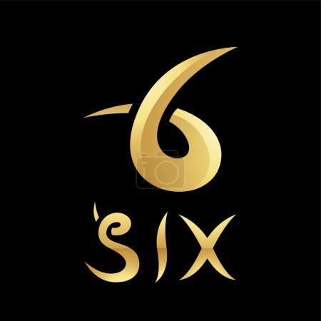 Photo for Golden Symbol for Number 6 on a Black Background - Icon 9 - Royalty Free Image