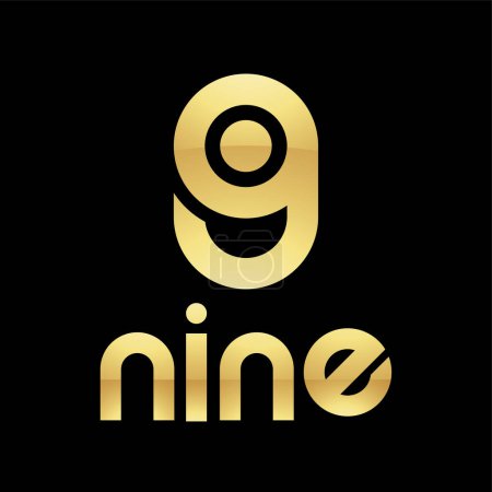 Photo for Golden Symbol for Number 9 on a Black Background - Icon 8 - Royalty Free Image