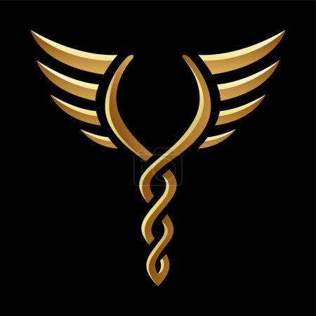 Photo for Golden Twisted Torch with Wings on a Black Background - Royalty Free Image