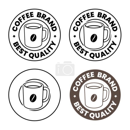 Téléchargez les photos : Round Coffee Mug with Coffee Bean Icons isolated on a White Background - en image libre de droit