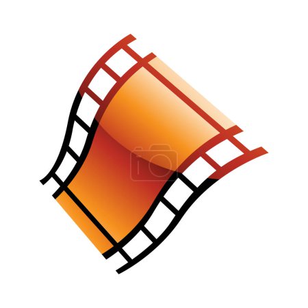 Bobine de film orange sur fond blanc