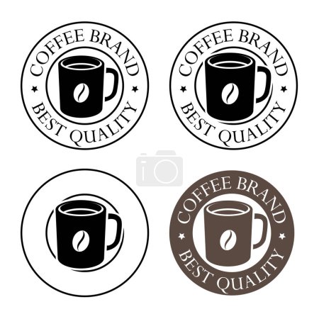 Téléchargez les photos : Round Coffee Mug with Coffee Bean Icons isolated on a White Background - en image libre de droit
