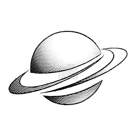Téléchargez les photos : Illustration de l'icône gravée d'une planète isolée sur un fond blanc - en image libre de droit