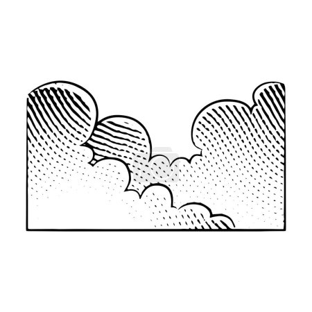 Téléchargez les photos : Gravure sur tableau à gratter de nuages isolés sur un fond blanc - en image libre de droit