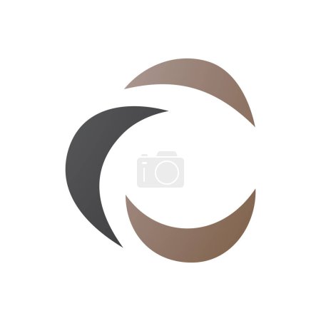 Foto de Icono de la letra C en forma de media luna negra y marrón sobre un fondo blanco - Imagen libre de derechos