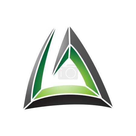Téléchargez les photos : Spirale Triangulaire Noire et Verte Lettre A Icône sur fond blanc - en image libre de droit