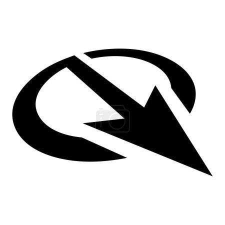 Foto de Flecha negra en forma de letra Q icono sobre un fondo blanco - Imagen libre de derechos