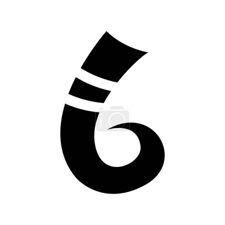 Foto de Negro rizado Spike forma letra B icono sobre un fondo blanco - Imagen libre de derechos