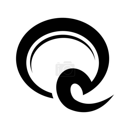 Téléchargez les photos : Crochet noir en forme de lettre Q icône sur un fond blanc - en image libre de droit