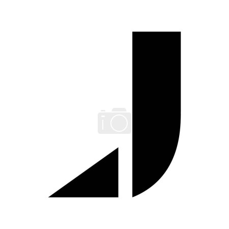 Foto de Letra negra J Icono con una punta triangular sobre un fondo blanco - Imagen libre de derechos