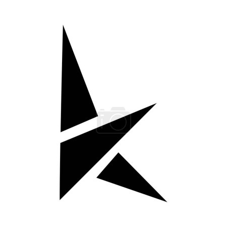 Foto de Letra negra K Icono con triángulos sobre fondo blanco - Imagen libre de derechos