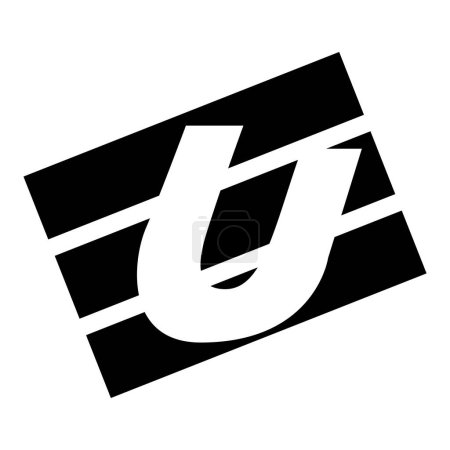 Téléchargez les photos : Icône rectangulaire noire en forme de lettre U sur fond blanc - en image libre de droit