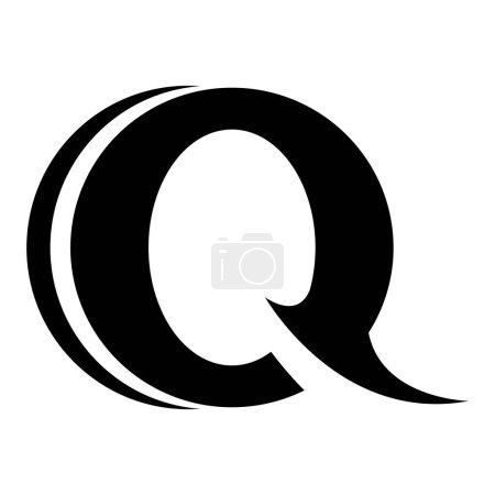 Téléchargez les photos : Black Spiky ronde en forme de lettre Q icône sur un fond blanc - en image libre de droit