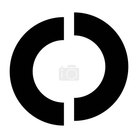 Téléchargez les photos : Black Split en forme de lettre O Icône sur un fond blanc - en image libre de droit
