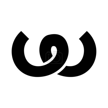Foto de Letra en forma de resorte negro W icono sobre un fondo blanco - Imagen libre de derechos