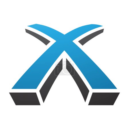 Foto de Icono de la letra X en forma de 3d azul y negro sobre un fondo blanco - Imagen libre de derechos