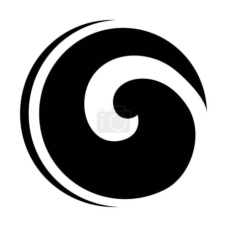 Téléchargez les photos : Tourbillon noir en forme de lettre O Icône sur fond blanc - en image libre de droit