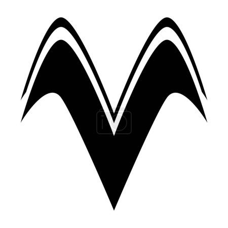 Foto de Ala negra en forma de letra V icono sobre un fondo blanco - Imagen libre de derechos