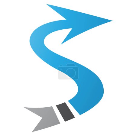 Foto de Flecha azul y negra en forma de letra S icono sobre un fondo blanco - Imagen libre de derechos