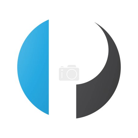 Téléchargez les photos : Icône P en forme de cercle bleu et noir sur fond blanc - en image libre de droit