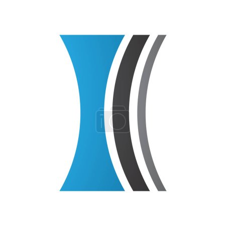 Téléchargez les photos : Lentille concave bleue et noire en forme de lettre I Icône sur fond blanc - en image libre de droit