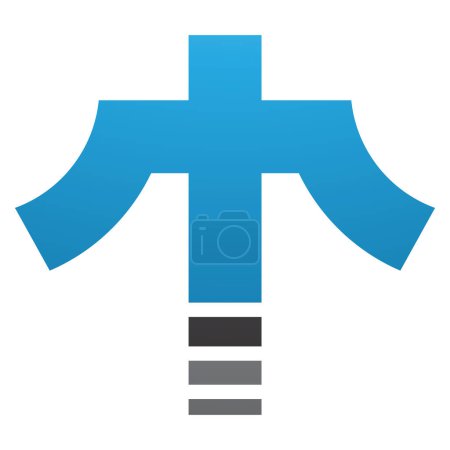 Foto de Icono T en forma de cruz azul y negra sobre un fondo blanco - Imagen libre de derechos