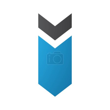 Foto de Azul y negro hacia abajo frente a la flecha en forma de letra I icono sobre un fondo blanco - Imagen libre de derechos