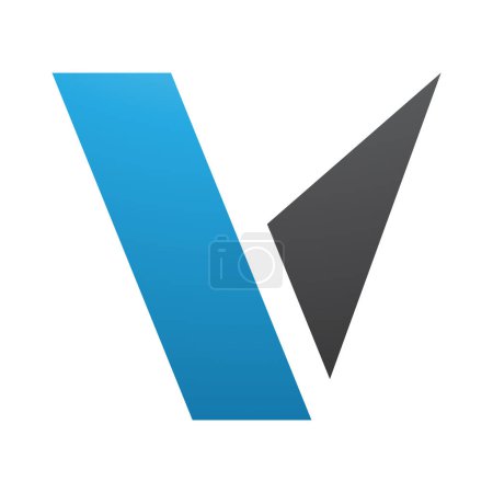 Foto de Azul y Negro geométrico en forma de letra V icono sobre un fondo blanco - Imagen libre de derechos