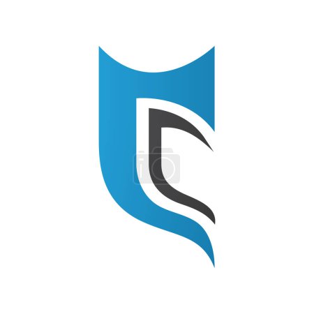 Foto de Medio escudo azul y negro en forma de letra C icono sobre un fondo blanco - Imagen libre de derechos