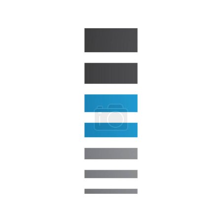 Téléchargez les photos : Icône bleue et noire de lettre I avec des rayures horizontales sur un fond blanc - en image libre de droit