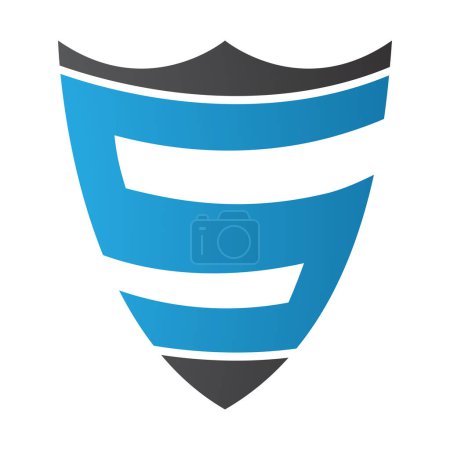 Photo for Blue and Black Shield Shaped Letter S Icon on a White Background - Royalty Free Image