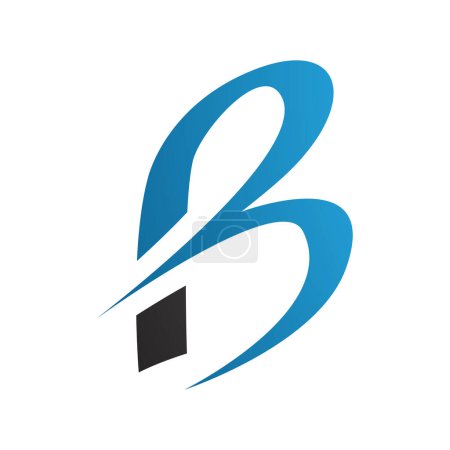 Foto de Azul y Negro Slim Letra B icono con puntas en un fondo blanco - Imagen libre de derechos