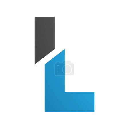 Téléchargez les photos : Bleu et noir Split en forme de lettre L Icône sur un fond blanc - en image libre de droit