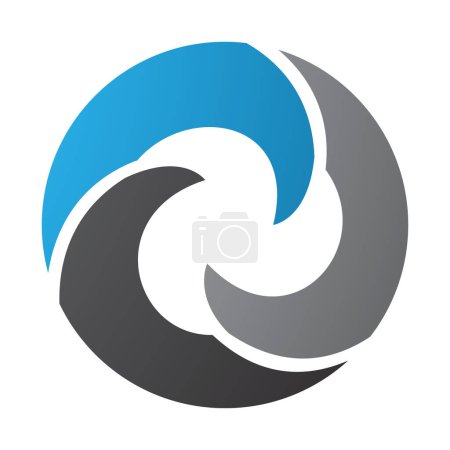 Foto de Ola azul y negra en forma de letra O icono sobre un fondo blanco - Imagen libre de derechos