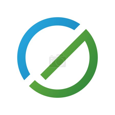 Téléchargez les photos : Icône ronde mince bleue et verte G sur fond blanc - en image libre de droit