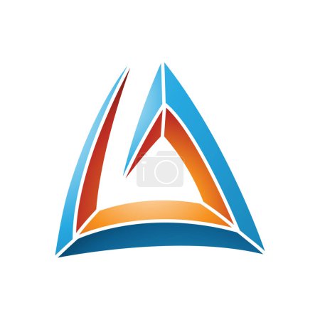 Téléchargez les photos : Spirale Triangulaire bleue et orange Lettre A Icône sur fond blanc - en image libre de droit