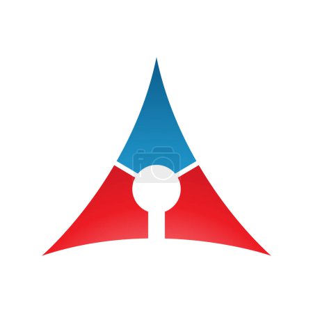 Foto de Triángulo deformado azul y rojo Letra Un icono sobre un fondo blanco - Imagen libre de derechos