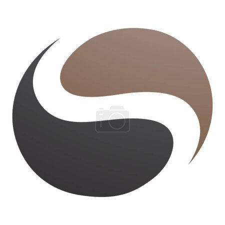 Foto de Círculo marrón y negro en forma de letra S icono sobre un fondo blanco - Imagen libre de derechos