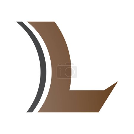 Téléchargez les photos : Lentille concave brune et noire en forme de lettre L Icône sur fond blanc - en image libre de droit