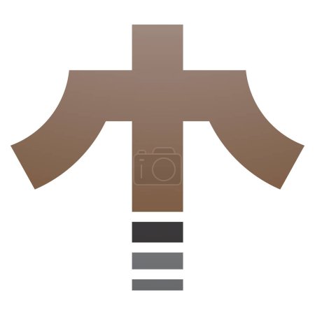 Foto de Icono T en forma de cruz marrón y negra sobre un fondo blanco - Imagen libre de derechos