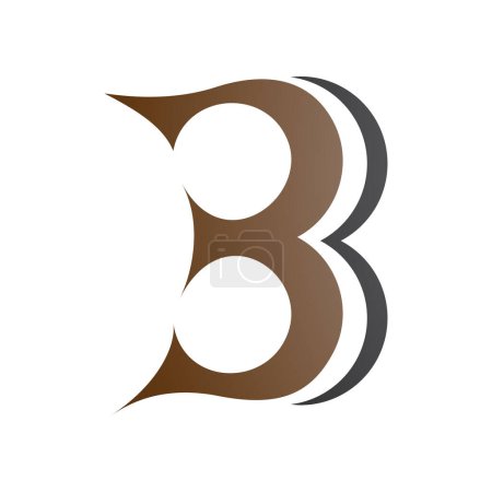 Foto de Icono de letra B curvas marrón y negro que se asemeja al número 3 sobre un fondo blanco - Imagen libre de derechos