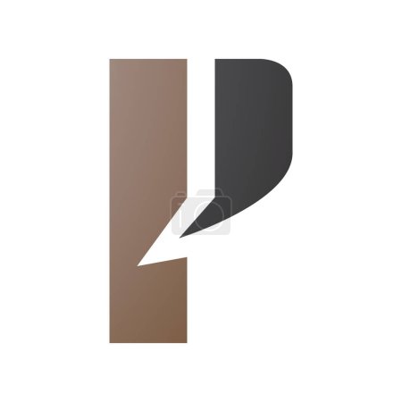 Brown and Black Letter P Icon with a Bold Rectangle on a White Background