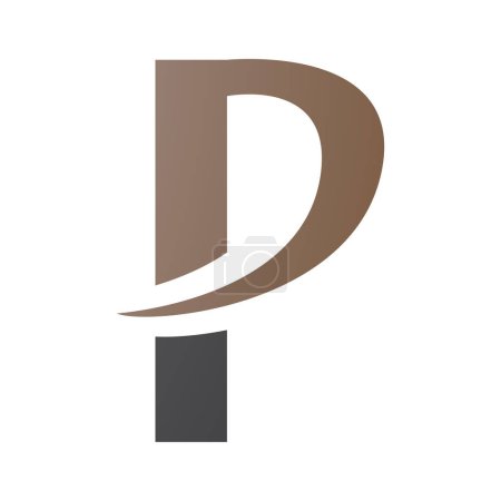 Brown and Black Letter P Icon with a Pointy Tip on a White Background