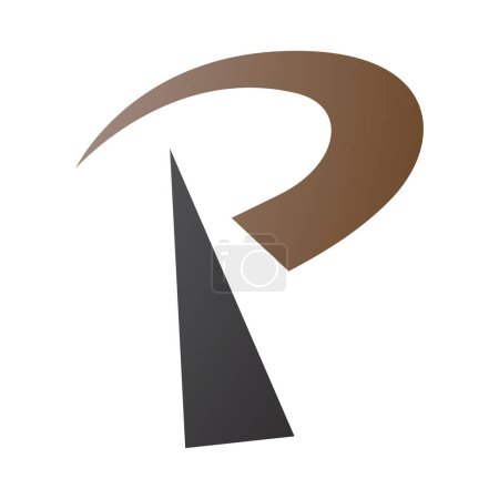 Foto de Torre de radio marrón y negro en forma de letra P icono sobre un fondo blanco - Imagen libre de derechos