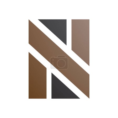 Photo for Brown and Black Rectangle Shaped Letter N Icon on a White Background - Royalty Free Image