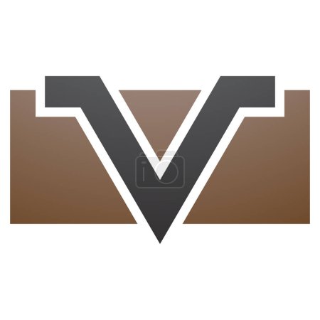 Foto de Rectángulo marrón y negro en forma de letra V icono sobre un fondo blanco - Imagen libre de derechos