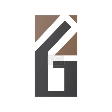 Foto de Letra G rectangular marrón y negra o icono número 6 sobre fondo blanco - Imagen libre de derechos