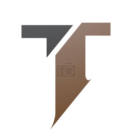 Foto de Icono T en forma de letra dividida marrón y negro sobre un fondo blanco - Imagen libre de derechos