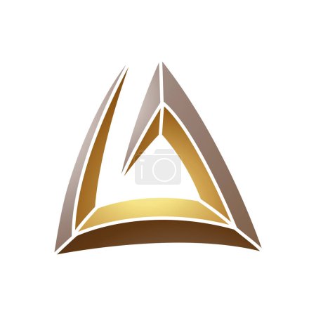 Foto de Letra en espiral triangular marrón y oro Un icono sobre fondo blanco - Imagen libre de derechos